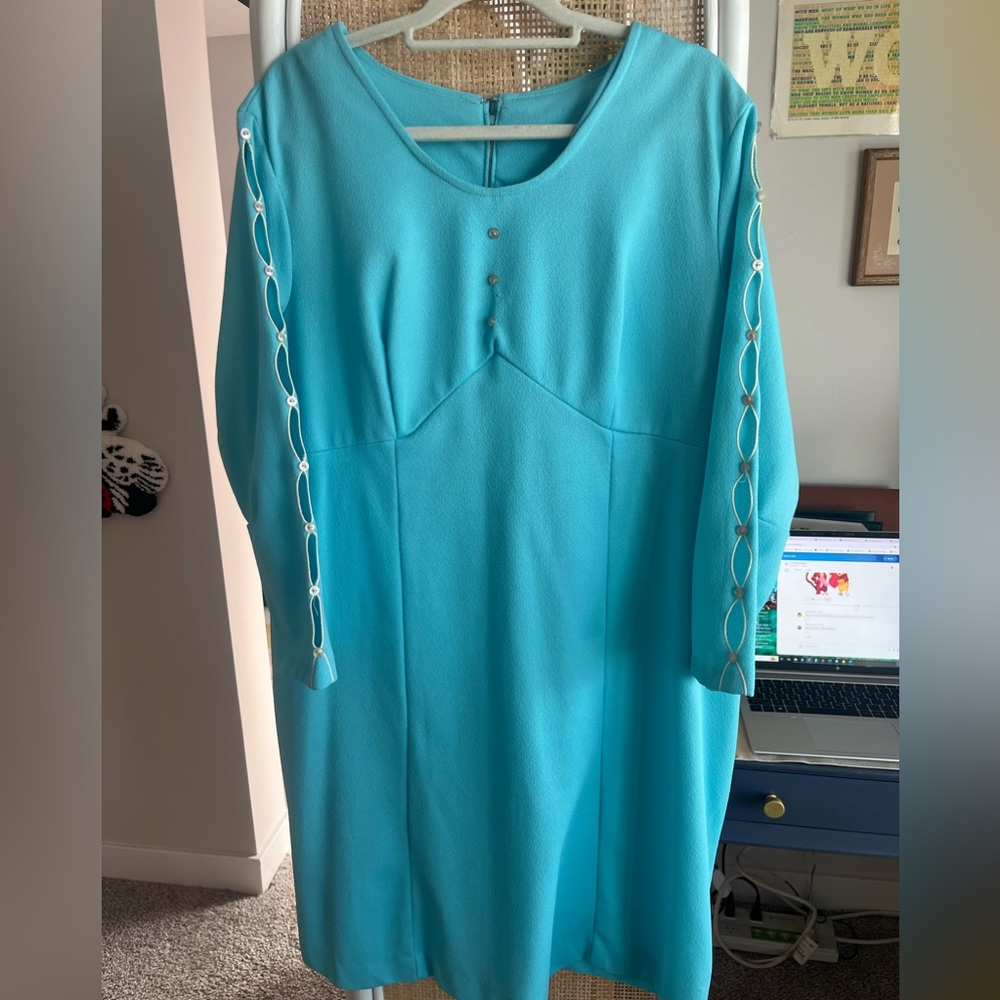 Plus Size Vintage Sky Blue Dress
